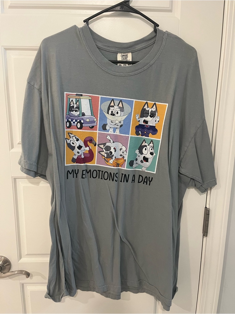 'My Emotions in a Day' Gray Bluey Graphic T-Shirt